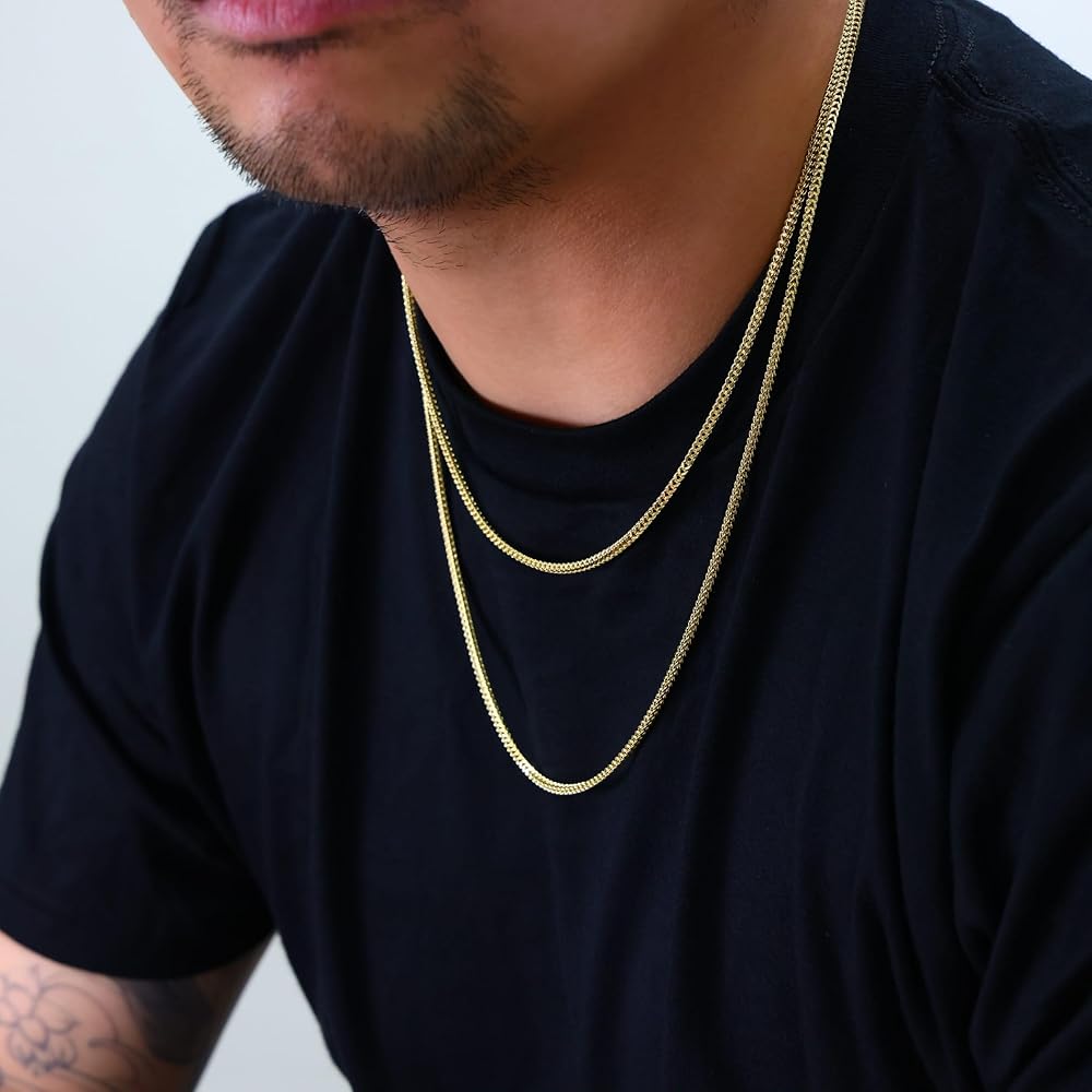 dino13✾14kgf Nuragold 14k Real Yellow Gold Franco Square 2.5mm Box Chain